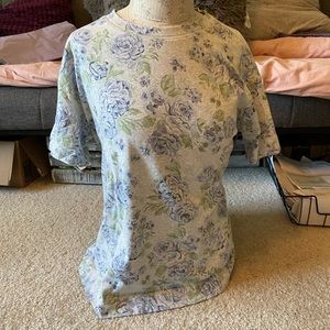 Old Navy blue/gray floral shirt